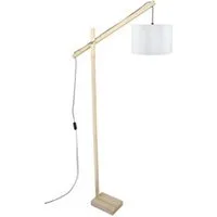 lampe de lecture tosel 95240 lampadaire liseuse articulé bois naturel et écru l 80 p 80 h 180 cm ampoule e27
