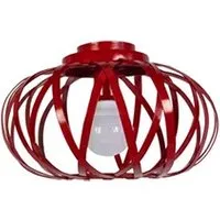 plafonnier tosel 40625 plafonnier globe métal rouge l 35 p 35 h 22 cm ampoule e27
