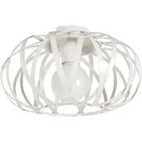 plafonnier tosel 40629 plafonnier globe métal blanc d'ivoire l 35 p 35 h 22 cm ampoule e27