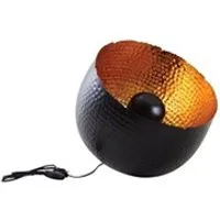 lampe à poser aubry gaspard - lampe ronde à poser en métal noir avec intérieur doré diamètre 36cm