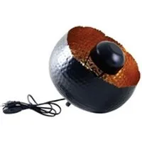 lampe à poser aubry gaspard - lampe ronde à poser en métal noir avec intérieur doré diamètre 28cm