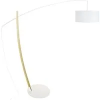 lampe de lecture tosel 51063 lampadaire arqué bois blanc et naturel l 180 p 50 h 190 cm ampoule e27