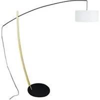 lampe de lecture tosel 51061 lampadaire arqué bois noir et naturel l 180 p 50 h 190 cm ampoule e27