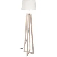 lampe de lecture tosel 50906 lampadaire colonne bois naturel et blanc l 40 p 40 h 150 cm ampoule e27