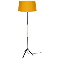 lampe de lecture tosel 51030 lampadaire droit métal noir naturel et orange l 40 p 40 h 160 cm ampoule e27