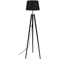lampe de lecture tosel 51133 lampadaire trépied bois naturel et noir l 40 p 40 h 155 cm ampoule e27