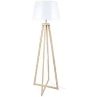lampe de lecture tosel 51311 lampadaire colonne bois naturel et blanc l 51 p 51 h 162 cm ampoule e27