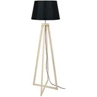 lampe de lecture tosel 51317 lampadaire colonne bois naturel et noir l 51 p 51 h 162 cm ampoule e27