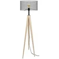 lampe de lecture tosel 51397 lampadaire trépied bois naturel et noir l 45 p 45 h 160 cm ampoule e27