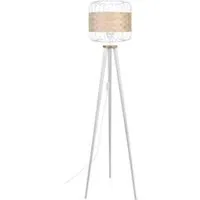 lampe de lecture tosel 51404 lampadaire trépied bois naturel et blanc l 40 p 40 h 160 cm ampoule e27