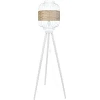lampe de lecture tosel 51419 lampadaire trépied bois blanc d'ivoire l 40 p 40 h 170 cm ampoule e27