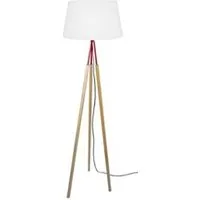 lampe de lecture tosel 50997 lampadaire trépied bois naturel et rouge l 45 p 45 h 160 cm ampoule e27