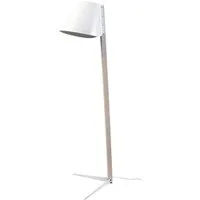 lampe de lecture tosel 95286 lampadaire liseuse colonne bois naturel et blanc l 36 p 30 h 150 cm ampoule e27
