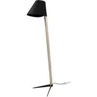 lampe de lecture tosel 95287 lampadaire liseuse colonne bois naturel et noir l 36 p 30 h 150 cm ampoule e27