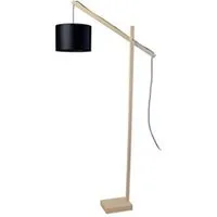 lampe de lecture tosel 95367 lampadaire liseuse articulé bois naturel et noir l 80 p 25 h 180 cm ampoule e27