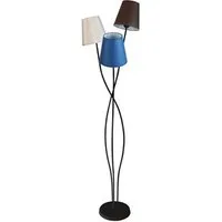 lampe de lecture tosel 50764 lampadaire arbre métal noir , bleu,créme et marron l 40 p 40 h 168 cm ampoules e27