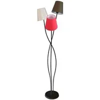 lampe de lecture tosel 50762 lampadaire arbre métal noir , rouge,créme et marron l 40 p 40 h 168 cm ampoules e27