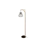 lampe de lecture tosel 51255 lampadaire arqué bois naturel et marron l 40 p 25 h 155 cm ampoule e27