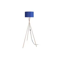lampe de lecture tosel 51611 lampadaire trépied métal cuivre et bleu l 60 p 60 h 150 cm ampoule e27