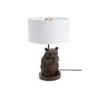 lampe à poser amadeus lampe d'ambiance ours - abat jour blanc