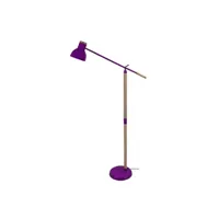 lampe de lecture tosel 95193 lampadaire liseuse articulé bois naturel et violet l 80 p 80 h 170 cm ampoule e27