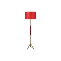 lampe de lecture tosel 51023 lampadaire droit bois naturel et rouge l 40 p 40 h 160 cm ampoule e27