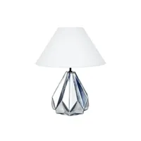 autres luminaires tosel 64294 lampe de salon géométrique verre chrome et blanc l 45 p 45 h 54 cm ampoule e27