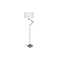 lampe de lecture tosel 50861 lampadaire articulé bois naturel et écru l 40 p 40 h 165 cm ampoule e27