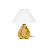 autres luminaires tosel 64295 lampe de salon géométrique verre doré et blanc l 45 p 45 h 54 cm ampoule e27