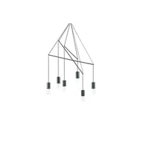 suspension ideal lux pop - suspension de plafond à 6 ampoules, noir