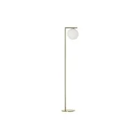 autres luminaires homcom lampadaire design néo-rétro globe en verre blanc opaque max. 40 w métal doré