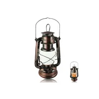lanterne fishtec lanterne exterieur led - lumiere blanche ou avec effet de flammes - lampe tempete - 60 lumens - design retro - etanche - 24 x 15 cm - finition laiton