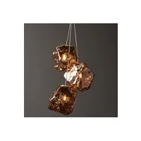 suspension endon rock abat-jour en verre cuivre métallique moderne et contemporain à 3 ampoules