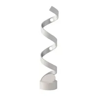 lampe à poser fan europe helix - lampe de table à effet tourbillon led intégrée, blanc, argent, 4000k