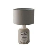 lampe à poser fan europe factory - lampe de table en céramique avec abat-jour en tissu, beige, e27
