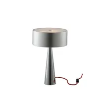 lampe à poser fan europe heminguay lampe de table cylindrique 3 lumières argent, abat-jour en aluminium et diffuseur en verre 25x40cm