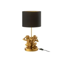 lampe à poser jolipa lampe singes de la sagesse en résine dorée 53 cm