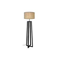 lampadaire tosel 51780 lampadaire colonne bois noir et paille l 40 p 40 h 155 cm ampoule e27