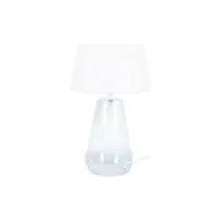 lampe de chevet tosel 65986 lampe de chevet conique verre transparent et blanc l 35 p 35 h 47 cm ampoule e27