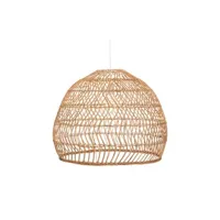 suspension pegane lampe suspendue, suspension luminaire en bois de rotin coloris beige et fer blanc - diamètre 58 x hauteur 47,50 cm - -