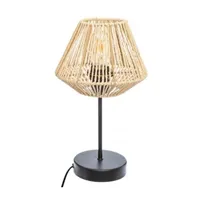 lampe à poser pegane lampe à poser, lampadaire droit coloris beige et métal coloris noir - diamètre 19,5 x hauteur 34 cm - -