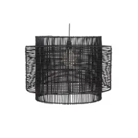 suspension pegane lampe suspendue, suspension luminaire en bois de rotin coloris noir et cuivre noir - diamètre 58 x hauteur 46 cm - -