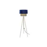 lampadaire tosel 51803 lampadaire trépied bois naturel et velours bleu l 40 p 40 h 162 cm ampoule e27