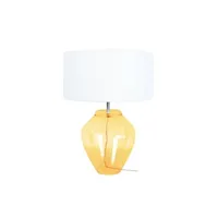 lampe à poser tosel 61270 lampe a poser vase verre jaune et blanc l 30 p 30 h 45 cm ampoule e27