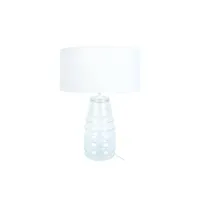 lampe de chevet tosel 61927 lampe de chevet conique verre transparent et blanc l 30 p 30 h 50 cm ampoule e27