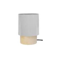 lampe de chevet tosel 65310 lampe de chevet cylindrique bois naturel et gris l 13,5 p 13,5 h 19,5 cm ampoule e27