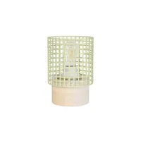 lampe de chevet tosel 65526 lampe de chevet cylindrique bois naturel et vert pastel l 13,5 p 13,5 h 19,5 cm ampoule e27