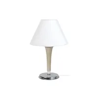 lampe de chevet tosel 66486 lampe de chevet conique métal et bois naturel,aluminium et blanc l 22 p 22 h 34 cm ampoule e14