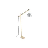 lampadaire tosel 95254 lampadaire liseuse articulé bois naturel et aluminium l 80 p 80 h 180 cm ampoule e27