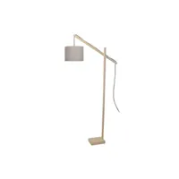 lampadaire tosel 95372 lampadaire liseuse articulé bois naturel et taupe l 80 p 25 h 180 cm ampoule e27